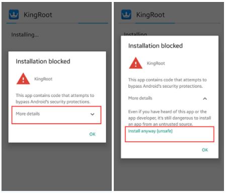 Google installation blocked message